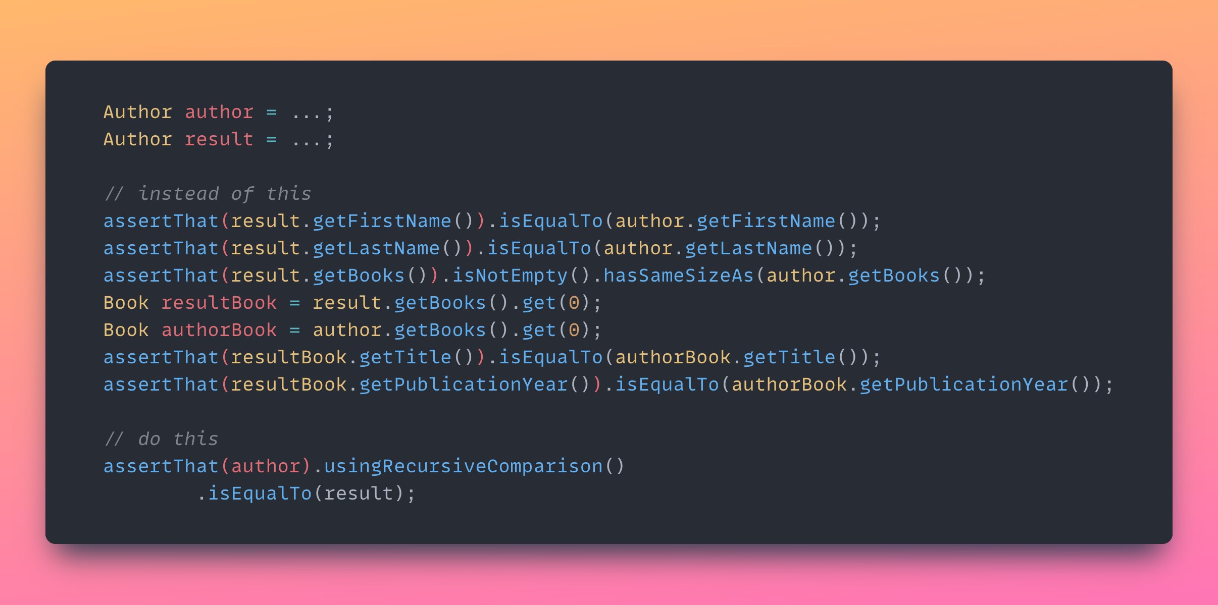 assertj using recursive comparison